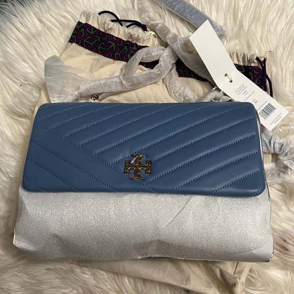 Tory Burch Bags Tory Burch Kira Chevron Shoulder Bag In Bluewood Poshmark